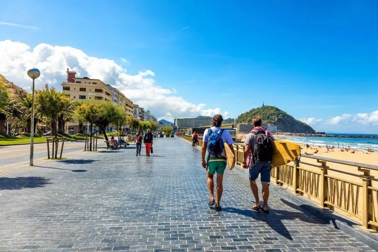 San Sebastián, Spanien - promenad till stranden Concha